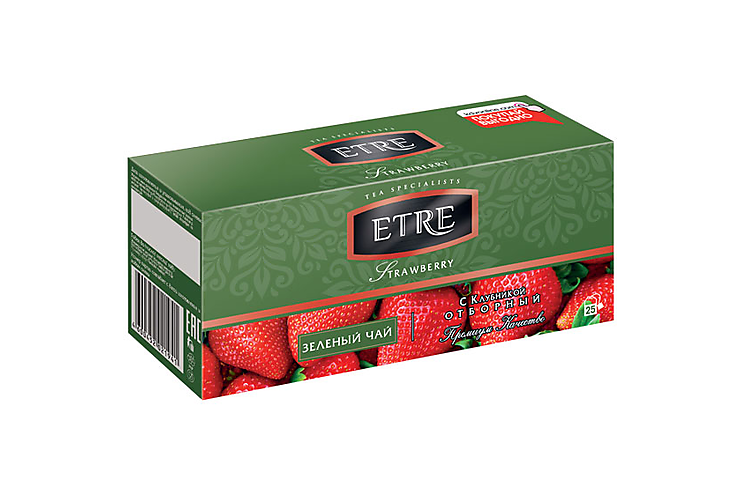 «ETRE», чай Strawberry зеленый с клубникой, 25 пакетиков, 50 г