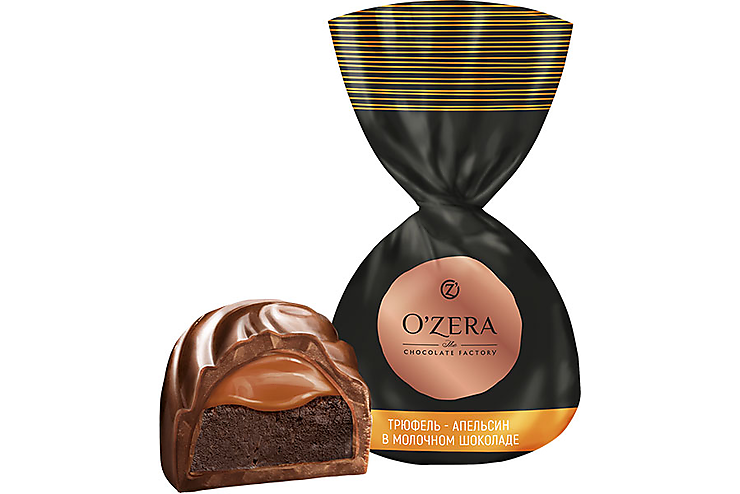 «O'Zera», конфета трюфель - апельсин в молочном шоколаде (упаковка 1 кг)