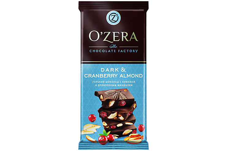 «O'Zera», шоколад Dark & Cranberry Almond, 90 г
