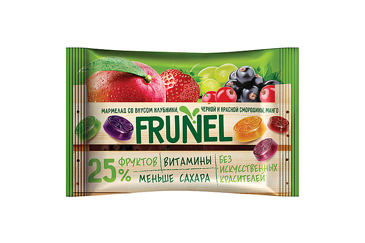 «Frunel», мармелад со вкусом клубники, чёрной и красной смородины, манго, винограда, 40 г