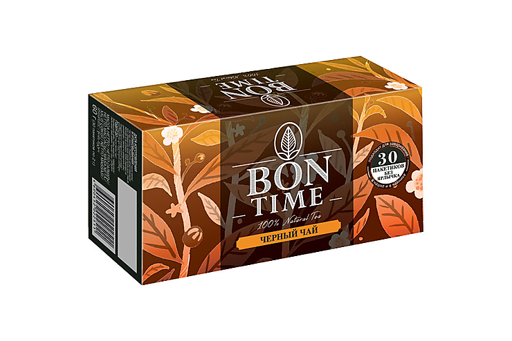 «Bontime», чай черный, 30 пакетиков без ярлычка, 60 г