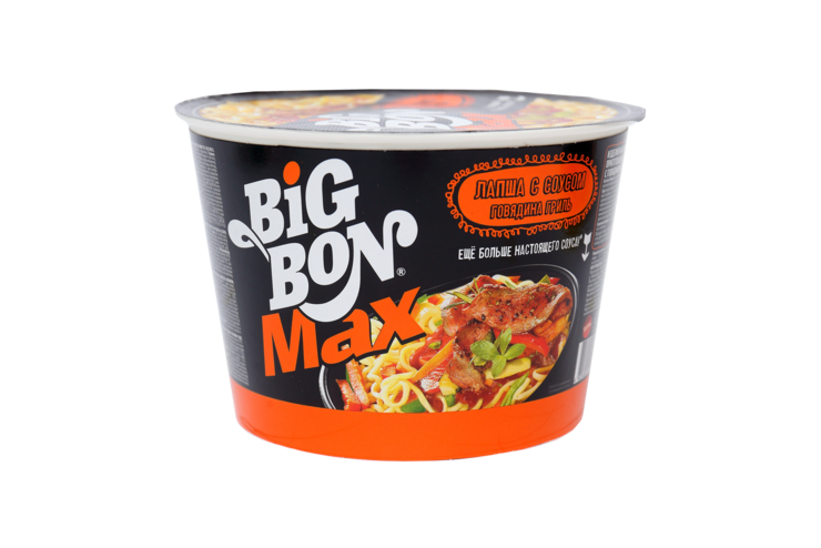 Лапша быстрого приготовления «BigBon Max» с соусом говядина гриль, 95 г Лапша быстрого приготовления «BigBon Max» с соусом говядина гриль, 95 г