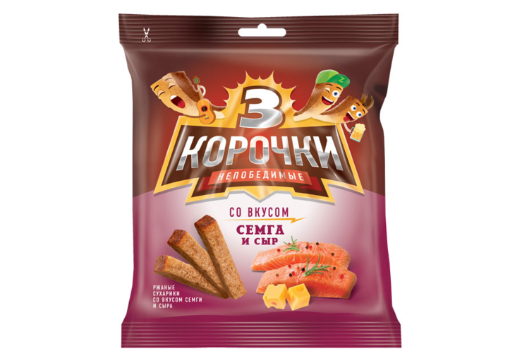 Сухарики «3 Корочки» со вкусом сёмги с сыром, 40 г Сухарики «3 Корочки» со вкусом сёмги с сыром, 40 г