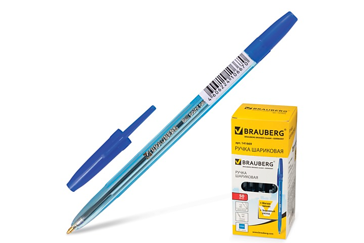 Ручка шариковая синяя «Brauberg»