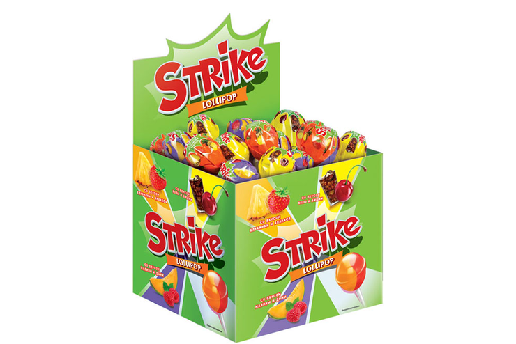 Карамель на палочке «Strike» с двойными вкусами, 11 г Карамель на палочке «Strike» с двойными вкусами, 11 г