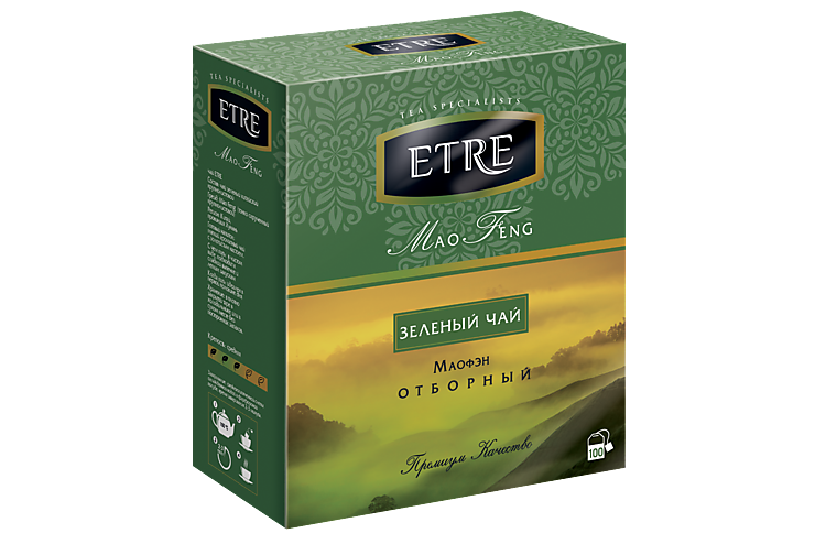 Чай зеленый «Etre» Mao Feng, 100 пакетиков, 200 г