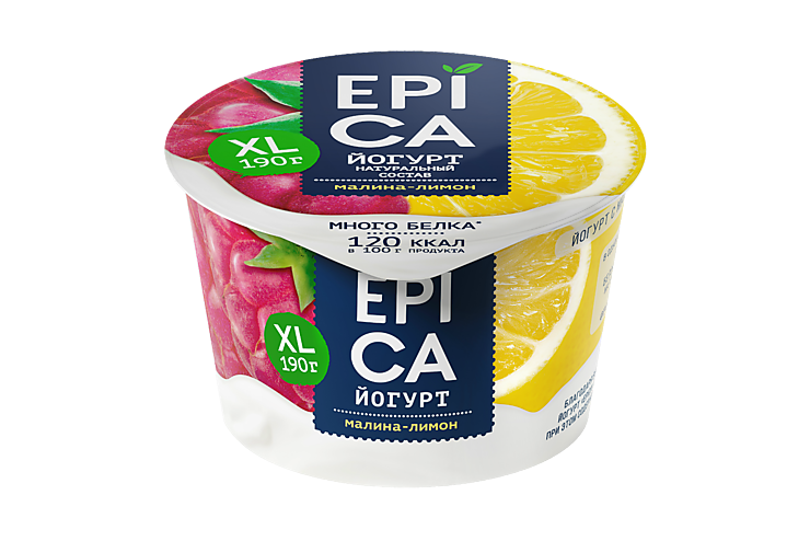 Йогурт 4.8% «Epica» Малина-лимон, 190 г