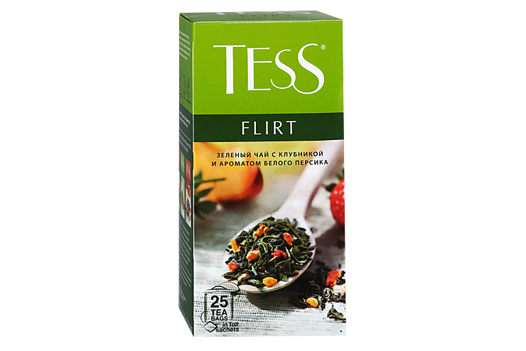 Чай зеленый «Tess» Flirt Персик и клубника,25 пакетиков