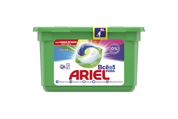 Гель для стирки «Ariel» Color в растворимых капсулах, 12шт, 324 г