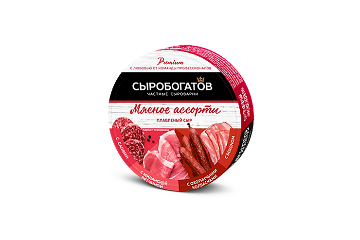 Сыр плавленый «Сыробогатов» «Мясное ассорти» круг, 130 г