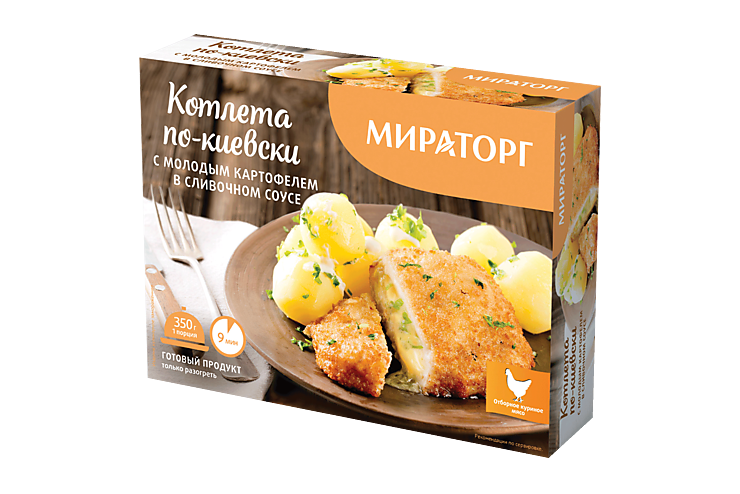 Котлета по-киевски «Мираторг» с молодым картофелем в сливочном соусе, 350 г