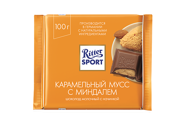 Шоколад «Ritter Sport» Карамельный мусс с миндалем, 100 г