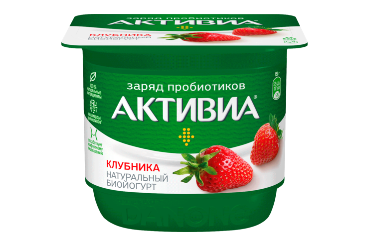 Биойогурт 2.9% «Активиа» с клубникой, 150 г Биойогурт 2.9% «Активиа» с клубникой, 150 г