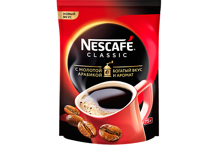 Кофе растворимый «Nescafe Classic» с добавлением натурального жареного молотого кофе, 75 г