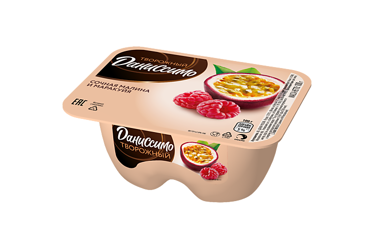 Продукт творожный 5.6% «Даниссимо» со вкусом сочной малины и маракуйи, 100 г