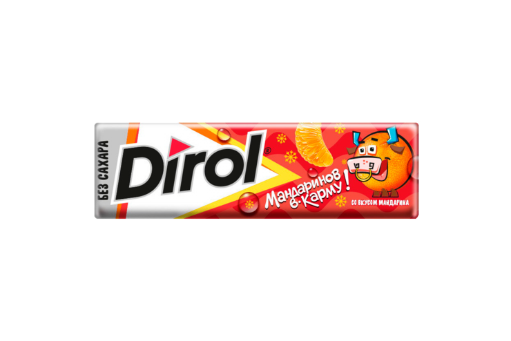 Жевательная резинка «Dirol» без сахара со вкусом мандарина, 13 г Жевательная резинка «Dirol» без сахара со вкусом мандарина, 13 г