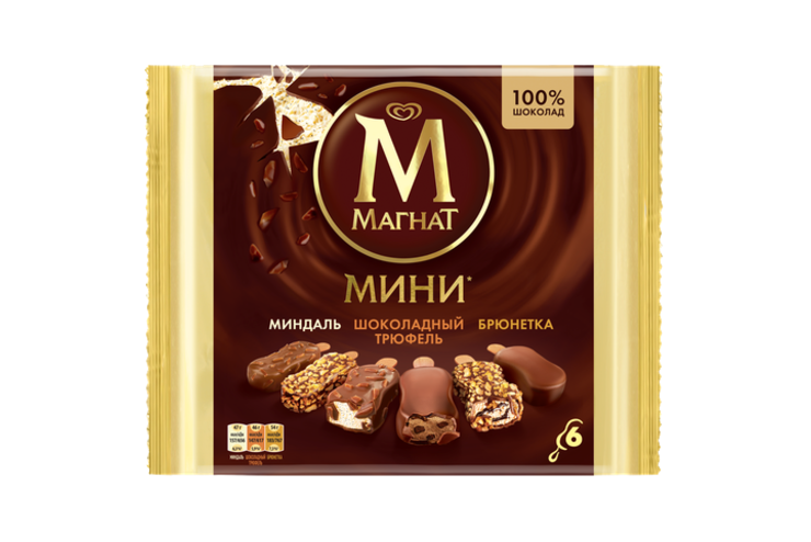Мороженое «Магнат» мини «Миндаль» (2шт), «Брюнетка» (2шт) и «Шоколадный трюфель»(2шт), 294 г Мороженое «Магнат» мини «Миндаль» (2шт), «Брюнетка» (2шт) и «Шоколадный трюфель»(2шт), 294 г