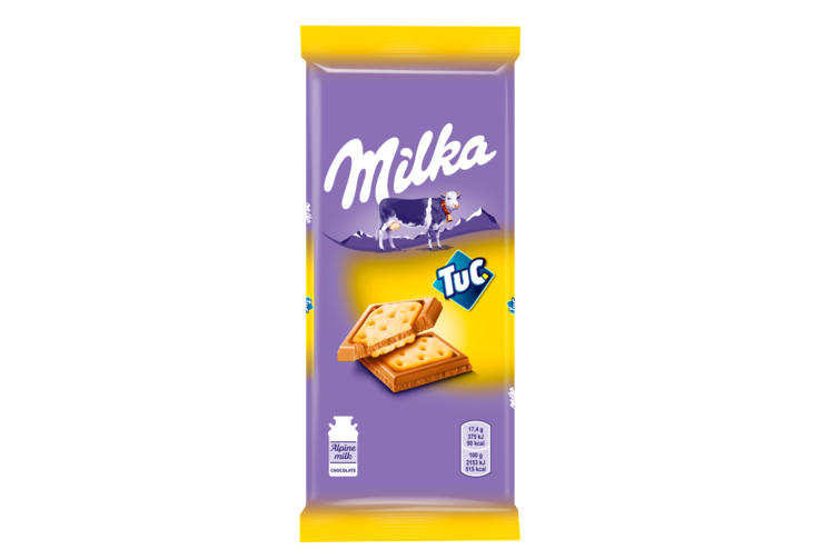 Шоколад молочный «Milka» с соленым крекером Tuc, 87 г Шоколад молочный «Milka» с соленым крекером Tuc, 87 г