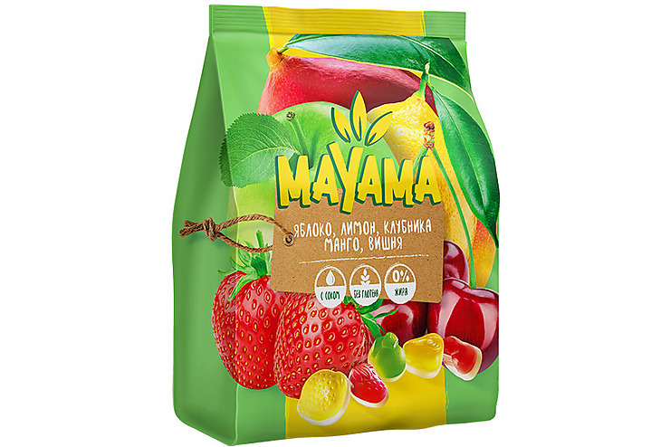 «Mayama», мармелад жевательный с соком манго, клубники, лимона, вишни, яблок, 250 г