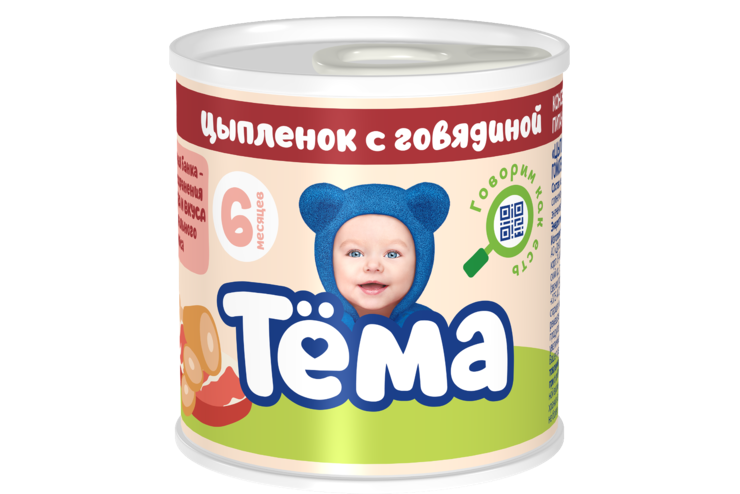 Пюре «Тёма» Мясо цыплят с говядиной, 100 г Пюре «Тёма» Мясо цыплят с говядиной, 100 г