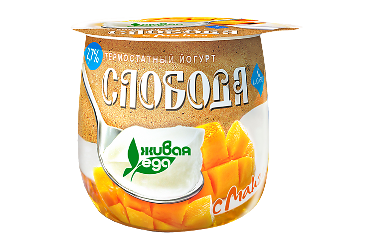Йогурт 2.7% «Слобода» термостатный, двухслойный с манго, 170 г