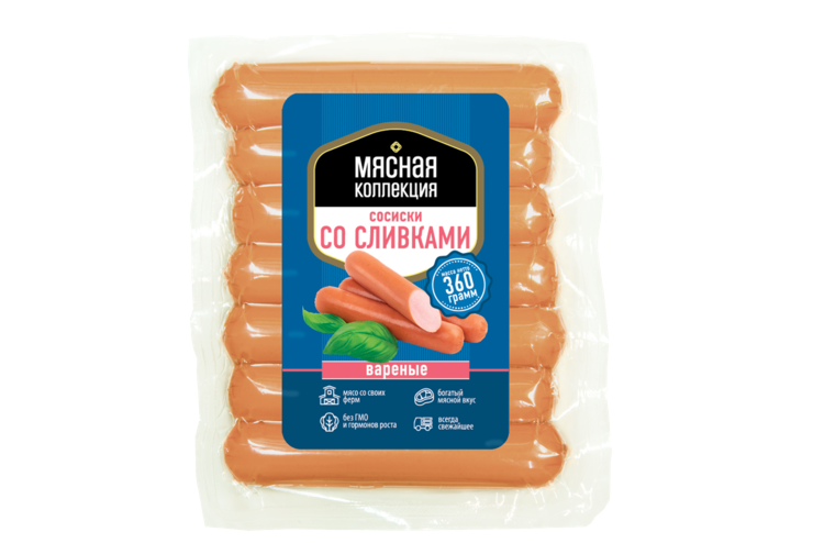 Сосиски «Мясная коллекция» со сливками, 360 г Сосиски «Мясная коллекция» со сливками, 360 г
