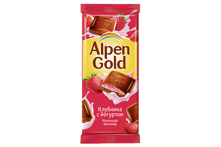 Шоколад «Alpen Gold» молочный Клубника с йогуртом, 85 г