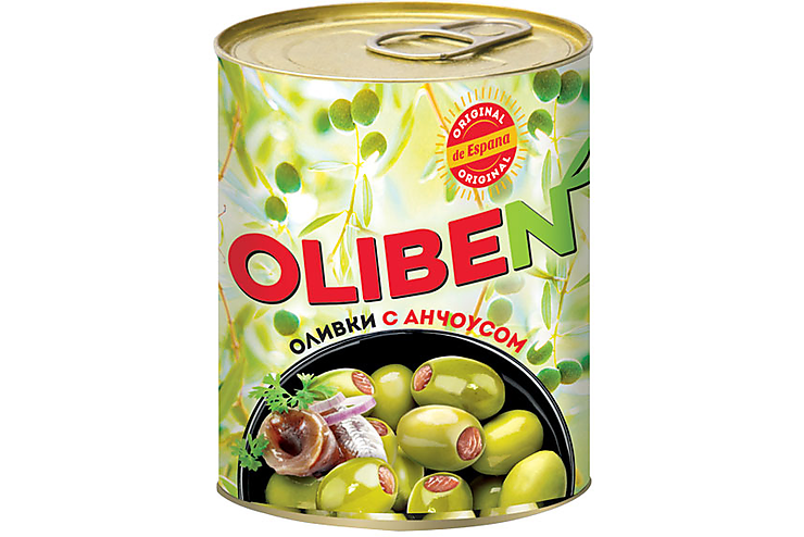 «OLIBEN», оливки крупные с анчоусами, 270 г