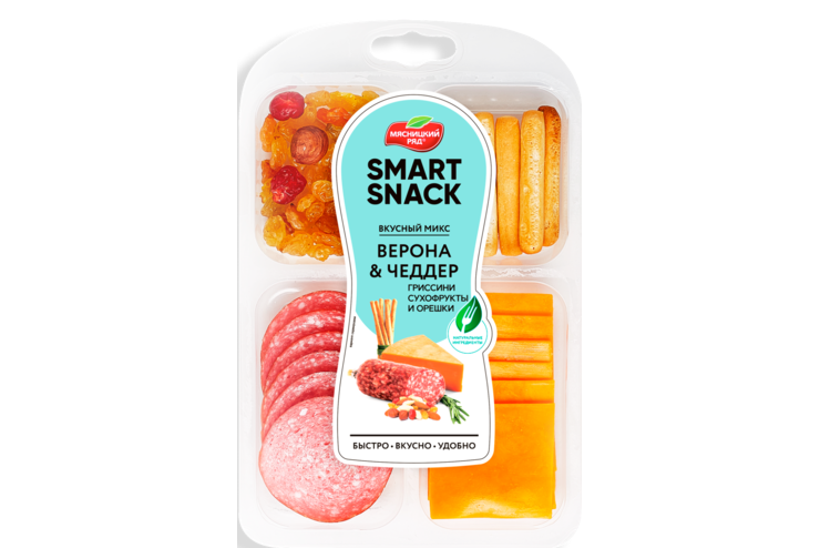 Вкусный микс Smart Snack «Мясницкий ряд» «Верона, Чеддер, Гриссини, Сухофрукты», 90 г Вкусный микс Smart Snack «Мясницкий ряд» «Верона, Чеддер, Гриссини, Сухофрукты», 90 г
