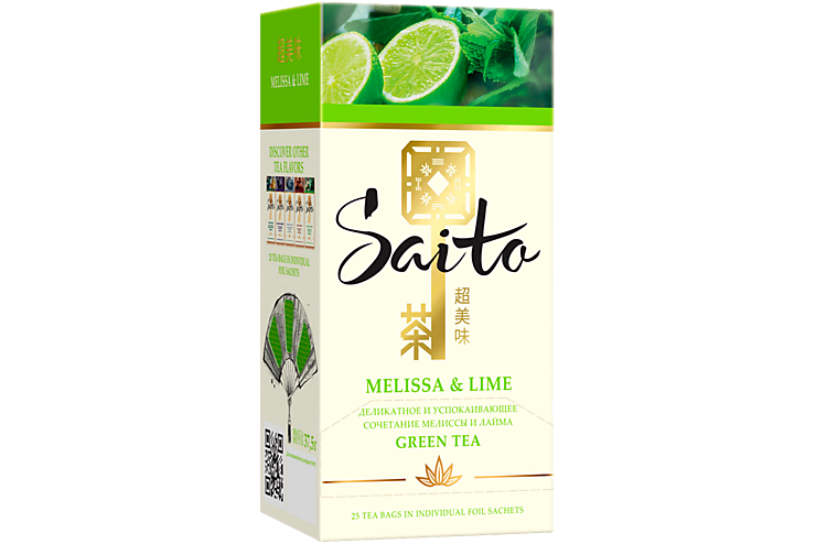 Чай зеленый «Saito» Мелисса и лайм, 25 пакетиков