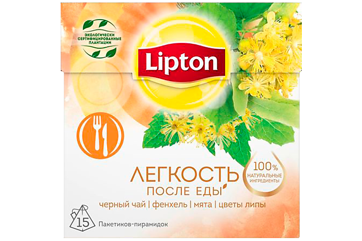 Чай черный «Lipton» Фенхель, мята и цветы липы, 15 пакетиков