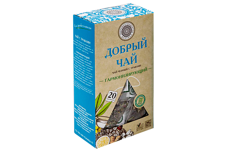 Чай черный «Фабрика здоровых продуктов» Добрый, гармонизирующий, 20 пирамидок