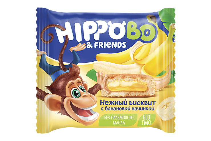 Бисквитное пирожное «HIPPOBO» с банановой начинкой, 32 г
