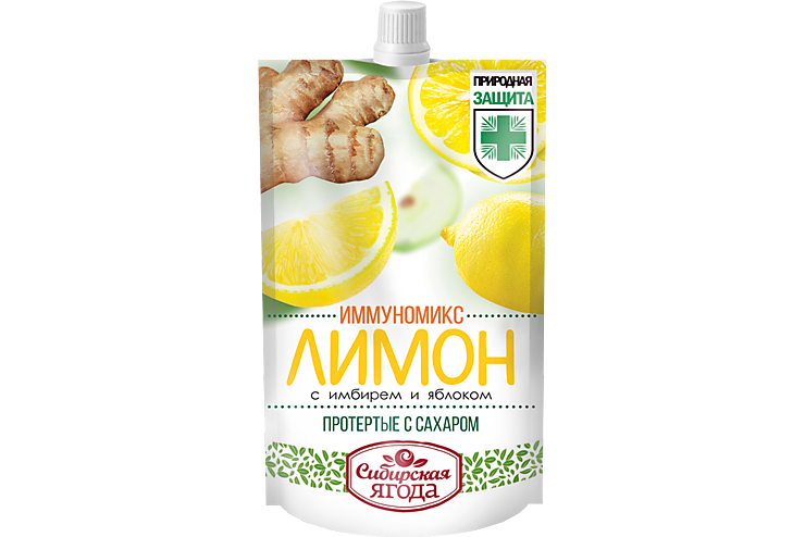 Лимон и имбирь «Сибирская Ягода» перетёртые с сахаром, 250 г
