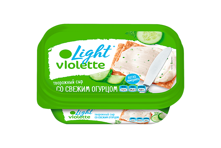 Сыр творожный «Violette light» со свежим огурцом, 160 г