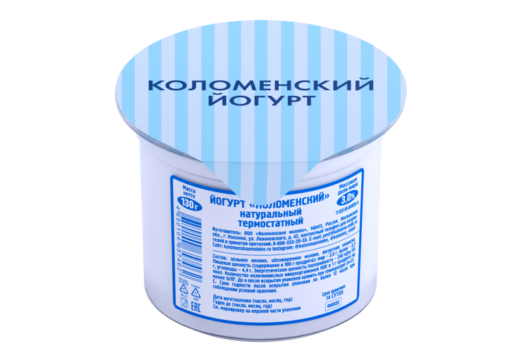 Йогурт 3% «Коломенский» термостатный, 130 г Йогурт 3% «Коломенский» термостатный, 130 г