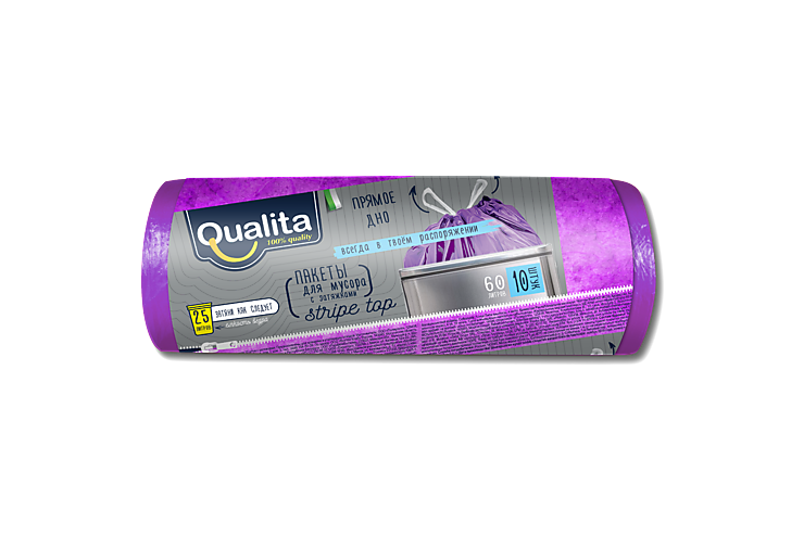 Пакеты для мусора «Qualita» с затяжкой, 60 литров, 10шт