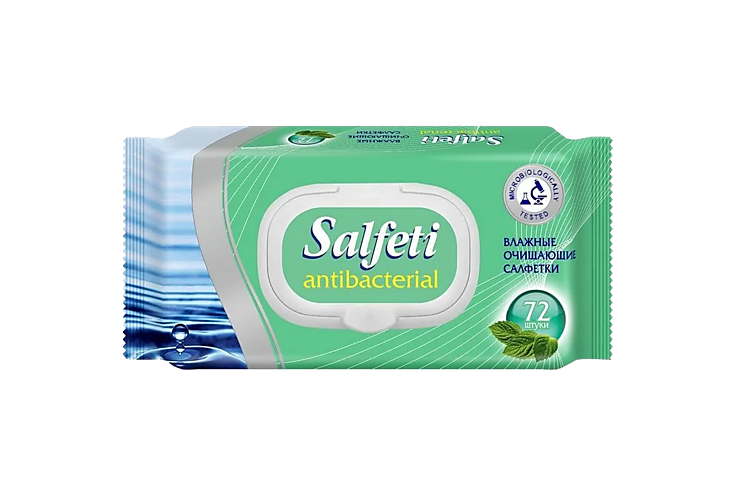 Влажные салфетки «Salfeti» антибактериальные, 72 шт