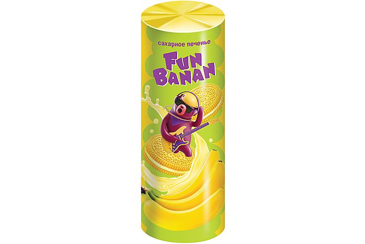 «Fun Banan», печенье-сэндвич сахарное с банановым вкусом, 220 г