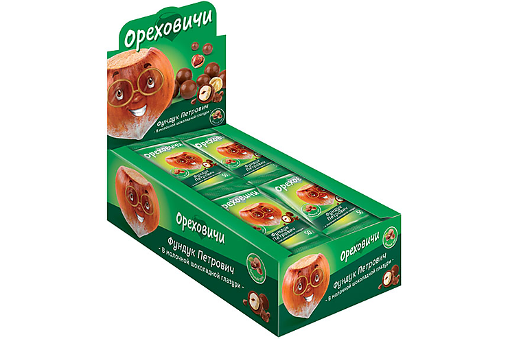 «Ореховичи», драже «Фундук Петрович» в молочно-шоколадной глазури, 50 г