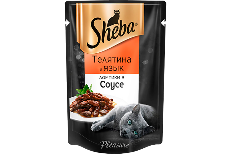 Влажный корм для кошек «Sheba» ломтики в соусе с телятиной и языком, 85 г