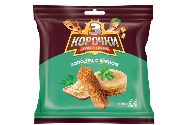«3 Корочки», сухарики со вкусом холодца с хреном, 200 г «3 Корочки», сухарики со вкусом холодца с хреном, 200 г