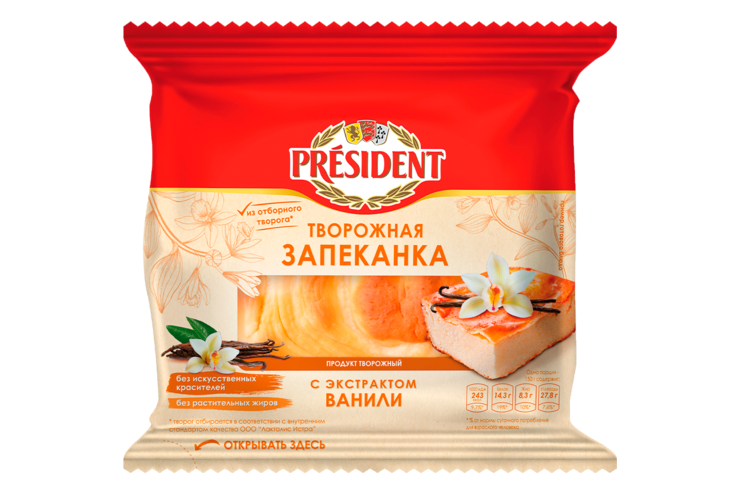 Запеканка творожная «PRESIDENT» с ванилью, 150 г Запеканка творожная «PRESIDENT» с ванилью, 150 г