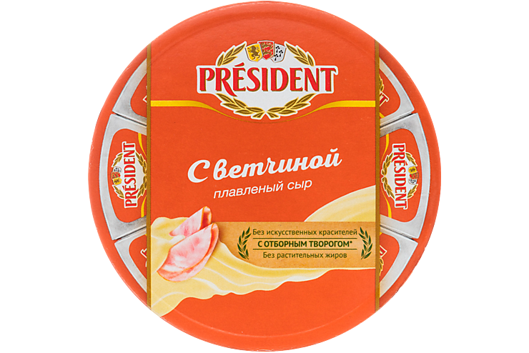 Сыр плавленый 45% «PRESIDENT» Ветчина, 140 г