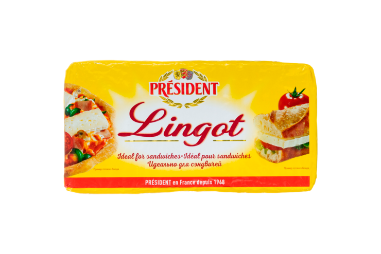 Сыр 60% «PRESIDENT» Lingot, с белой плесенью, 2 кг Сыр 60% «PRESIDENT» Lingot, с белой плесенью, 2 кг