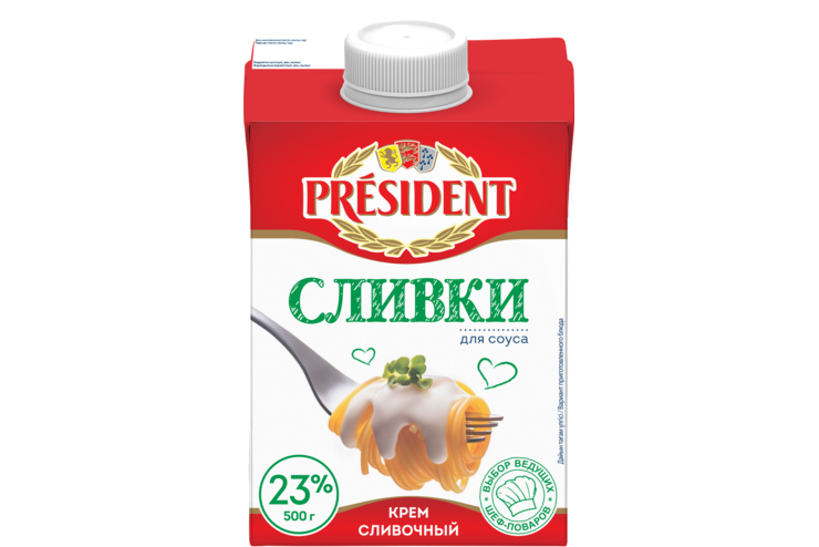 Сливки 23% «PRESIDENT» для соуса, 500 г Сливки 23% «PRESIDENT» для соуса, 500 г
