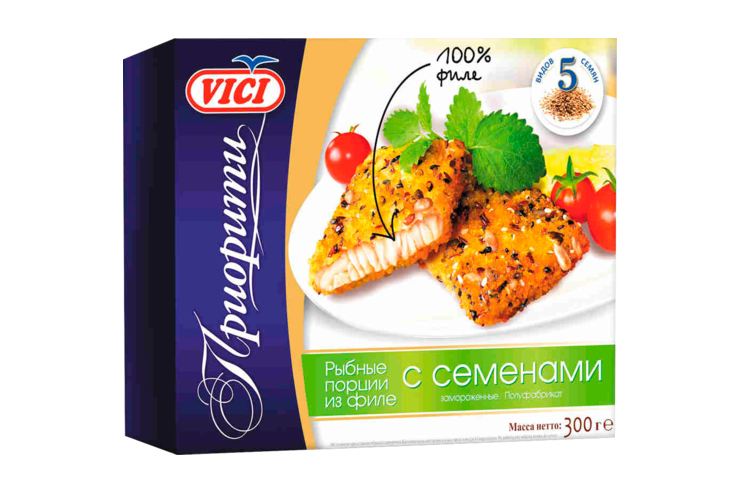 Рыбное филе «Vici» в панировке с семенами, 300 г Рыбное филе «Vici» в панировке с семенами, 300 г