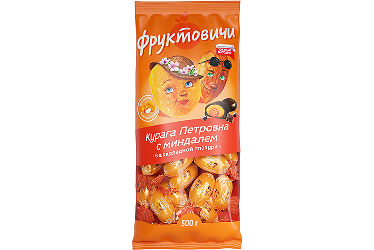«Фруктовичи», конфета «Курага Петровна» с миндалём в шоколадной глазури (упаковка 0,5 кг)