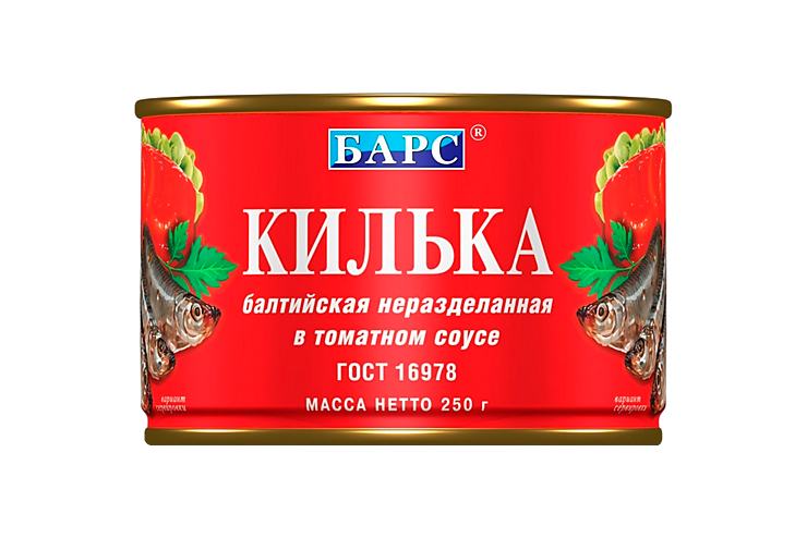 Килька «Барс» Балтийская в томатном соусе, Экстра, 250 г