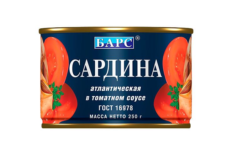 Сардина «Барс» атлантическая в томатном соусе, 250 г